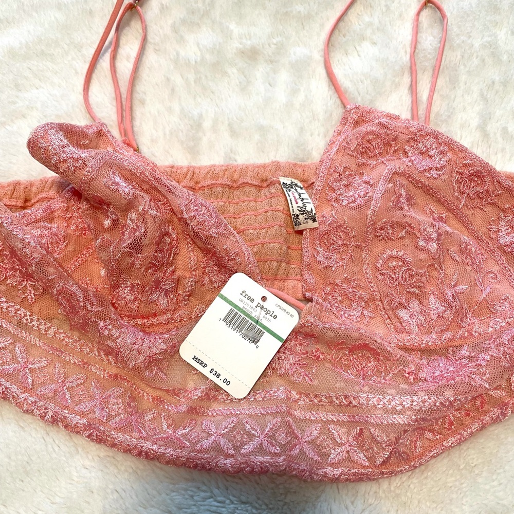 New FREE PEOPLE Elsie Embroidered Plunge Bralette - Picture 13 of 15